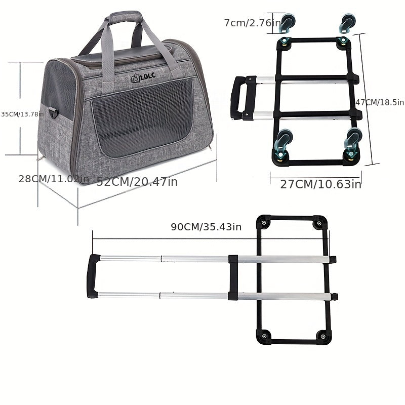 NNETM Pet Rolling Carrier with Detachable Wheels