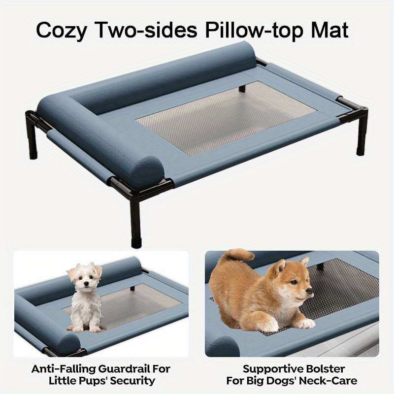 NNETM Cooling Raised Dog Bed with Pillow Support