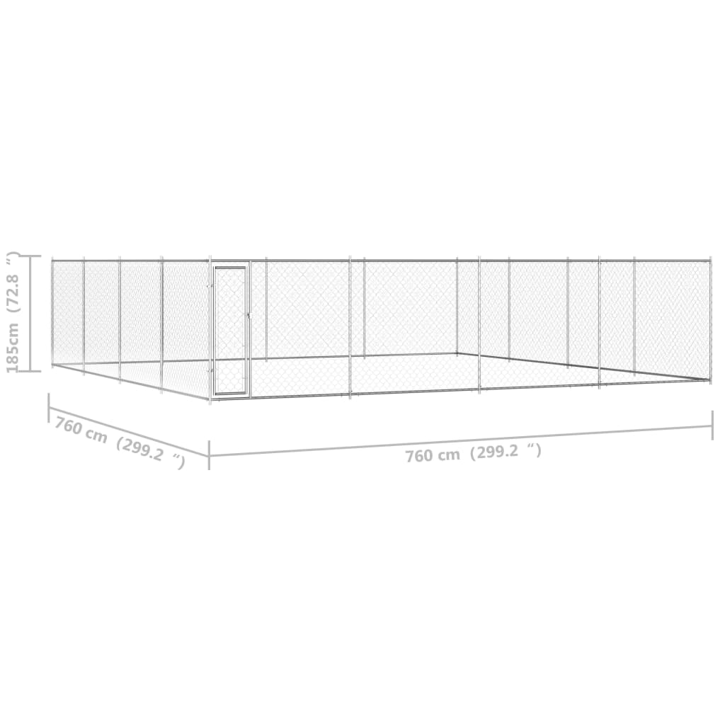 NNEVL Outdoor Dog Kennel Galvanised Steel 760x760x185 cm