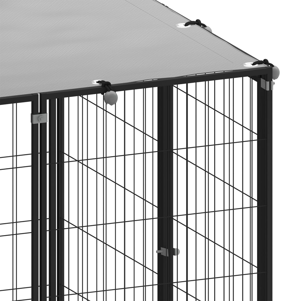 NNEVL Dog Kennel Black 110x110x110 cm Steel