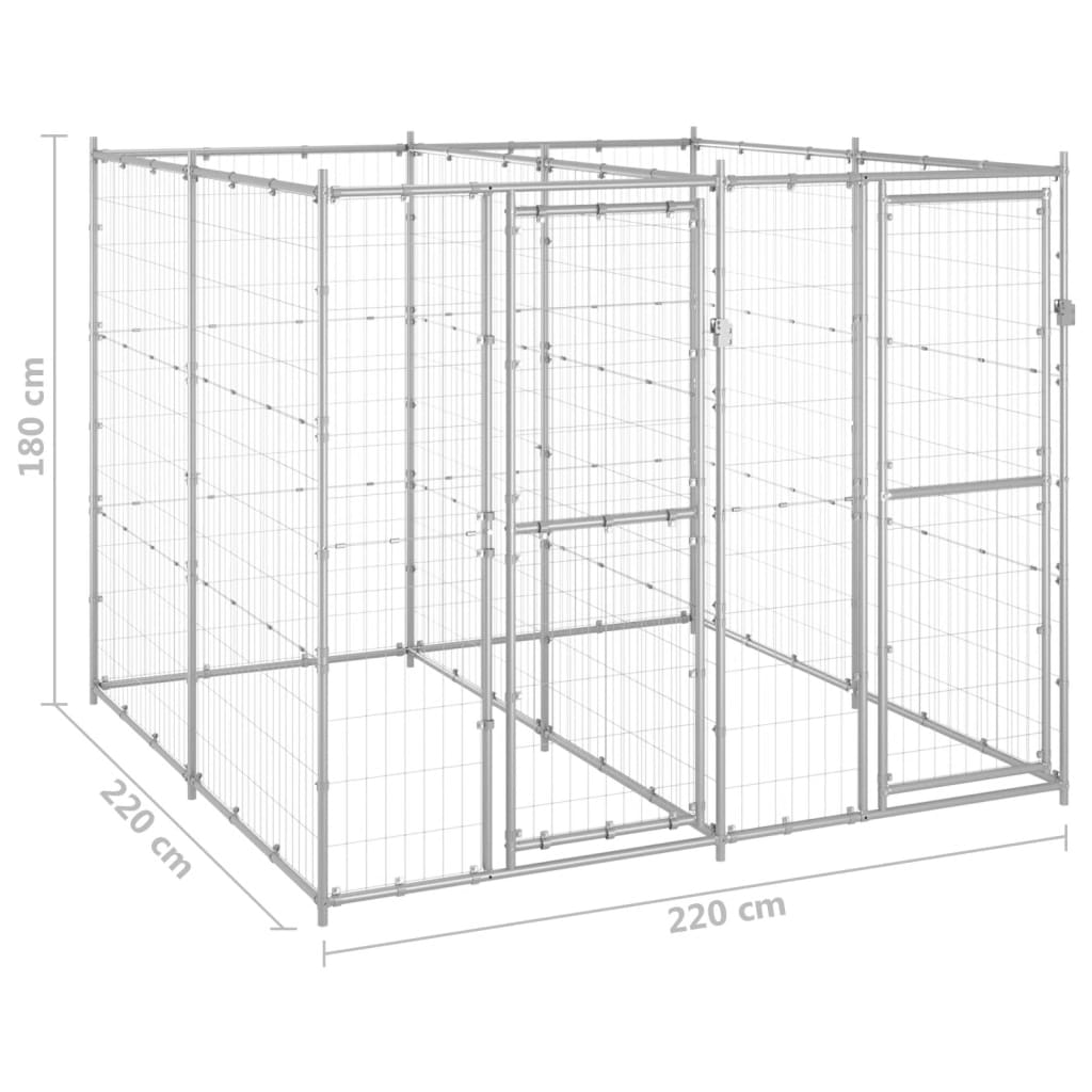 NNEVL Outdoor Dog Kennel Galvanised Steel 4.84 m²