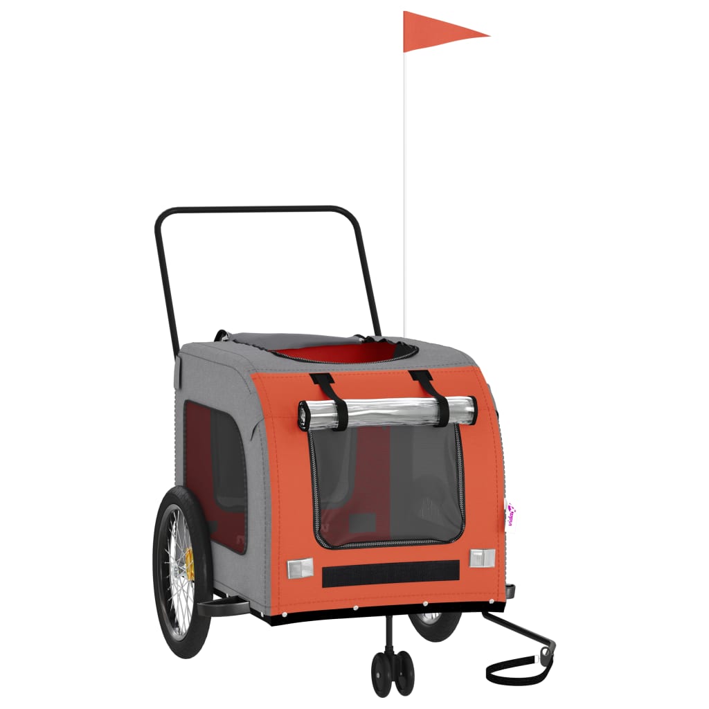 NNEVL Pet Bike Trailer Orange and Grey Oxford Fabric and Iron