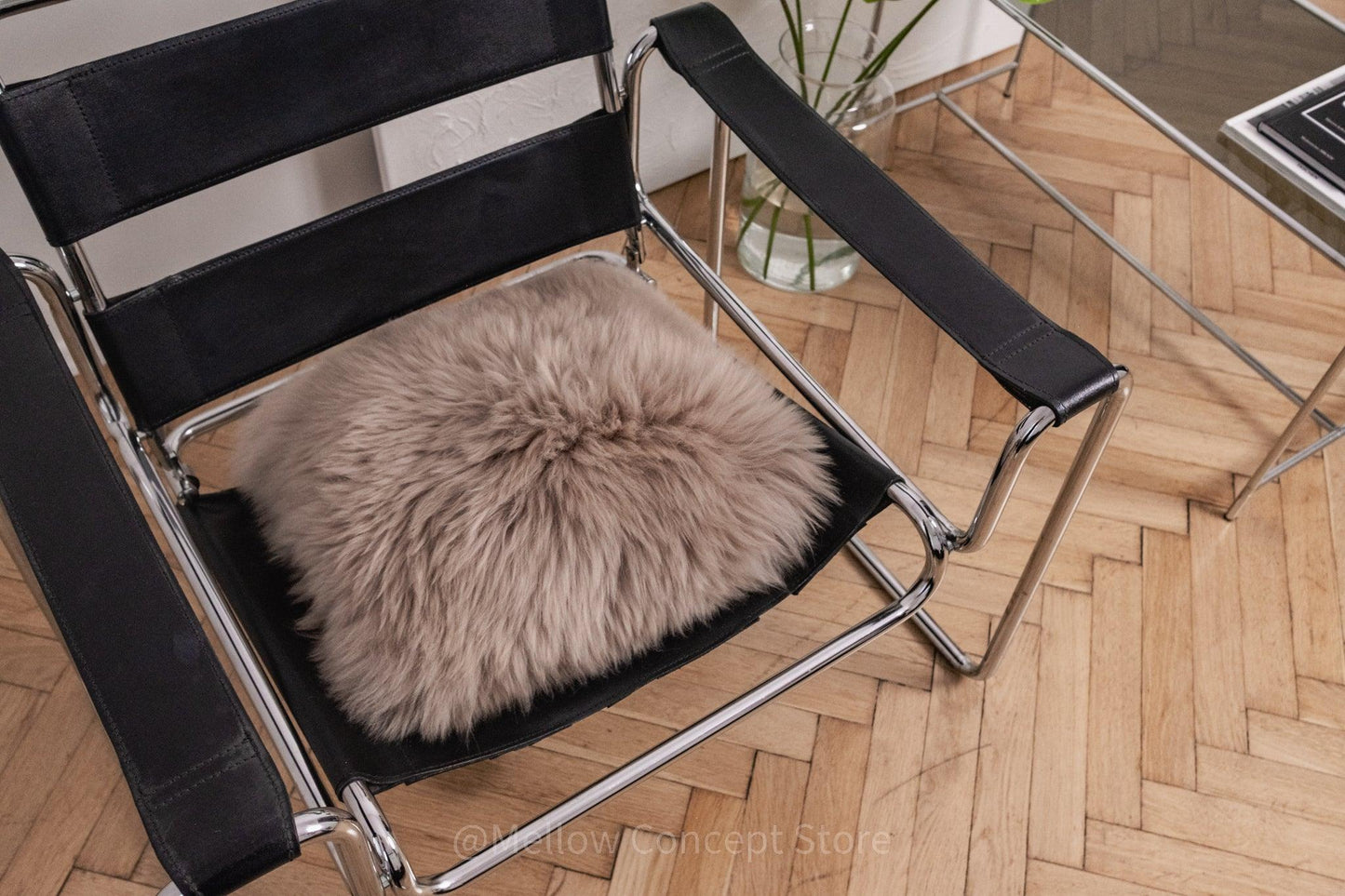 Square Natural Sheepskin Pillow - Greige