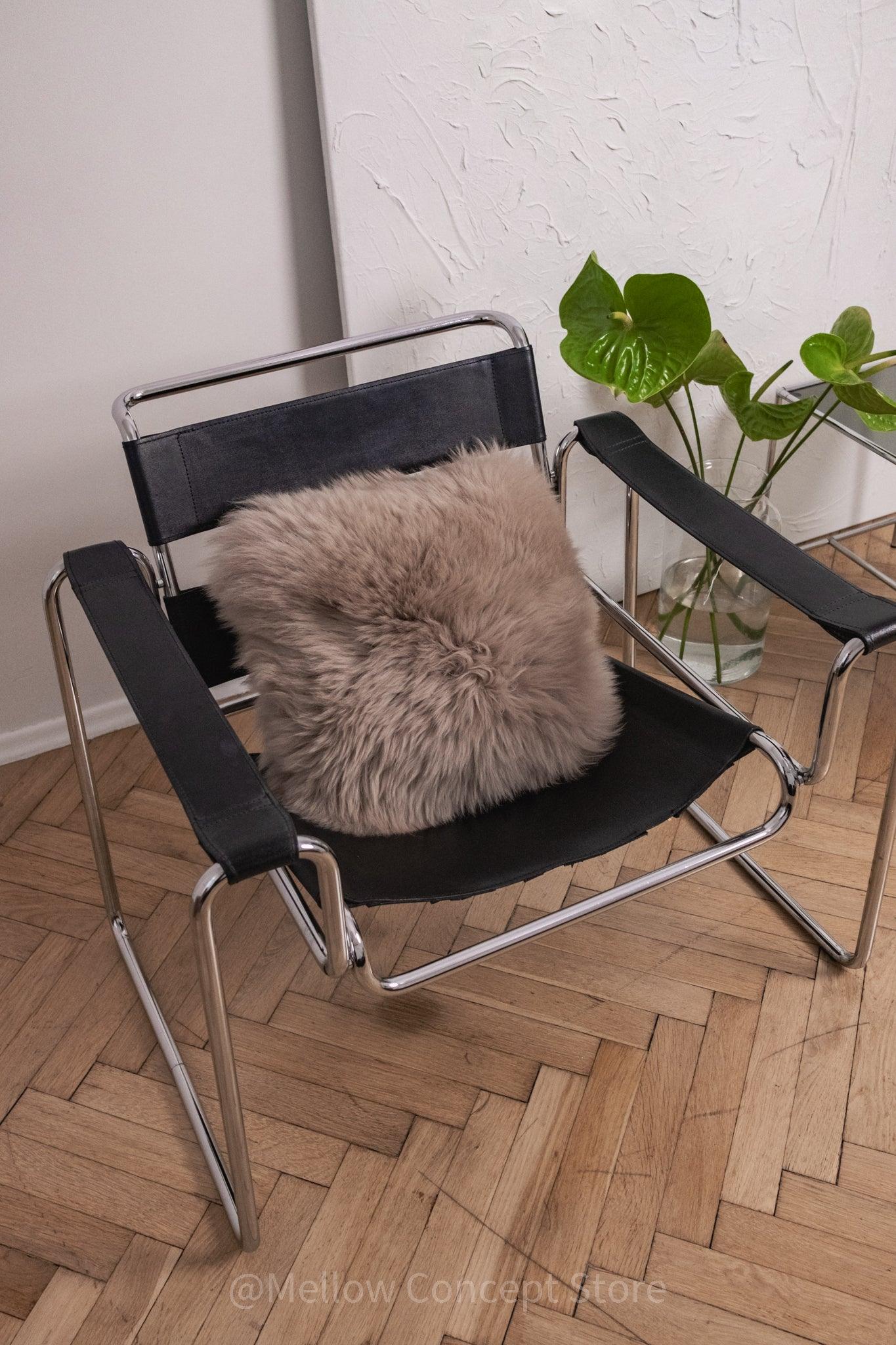 Square Natural Sheepskin Pillow - Greige