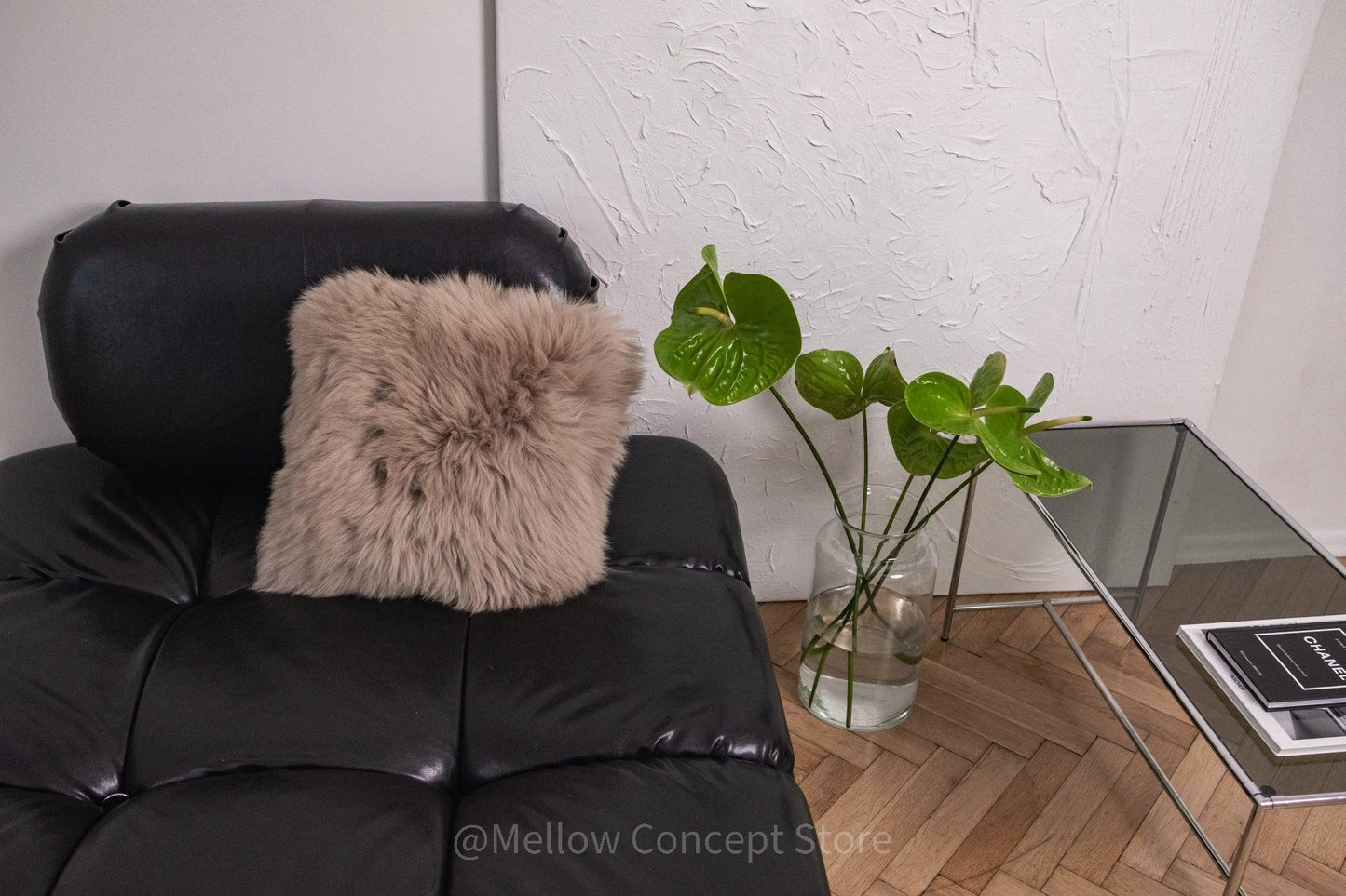 Square Natural Sheepskin Pillow - Greige