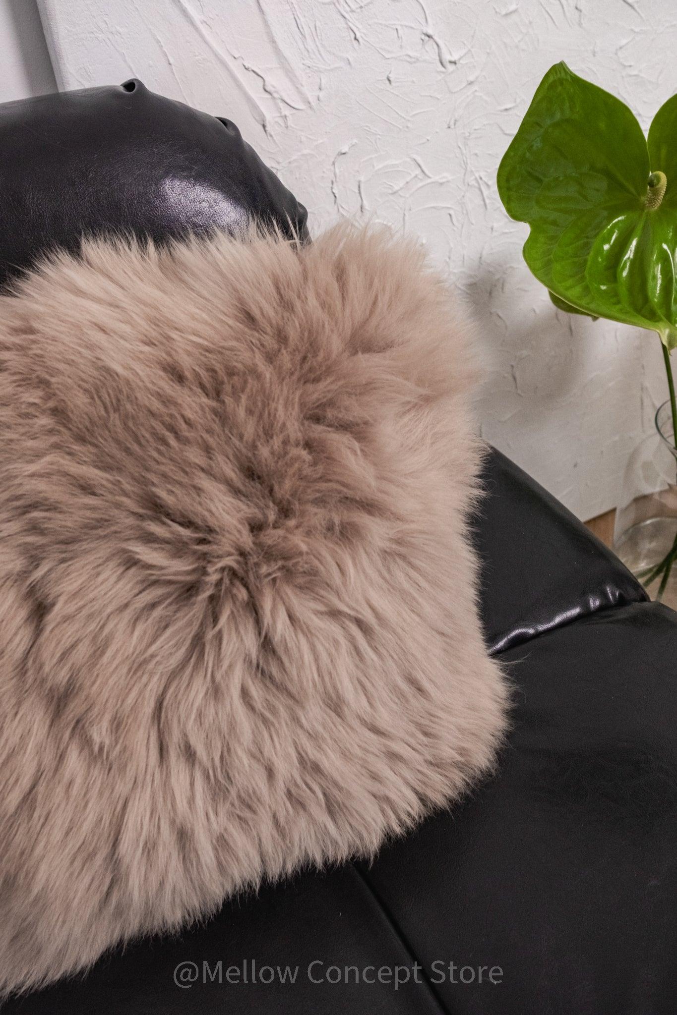 Square Natural Sheepskin Pillow - Greige