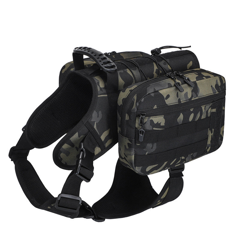 NNEDSZ Camouflage Dog Tactical Backpack Harness - Adjustable Outdoor Camouflage Saddle Bag for Dogs
