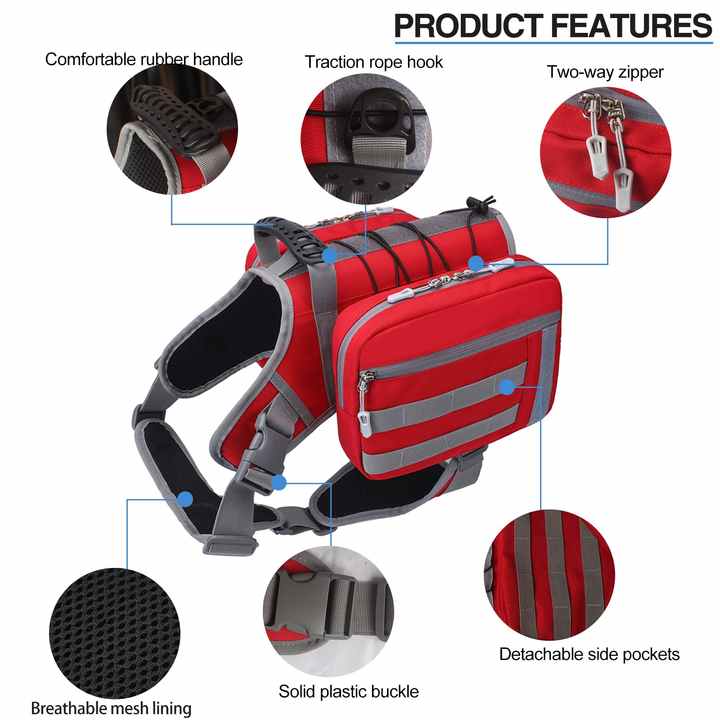 NNEDSZ Camouflage Dog Tactical Backpack Harness - Adjustable Outdoor Camouflage Saddle Bag for Dogs