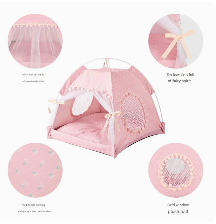 NNEDSZ Green floral Portable Folding Pet Tent - Summer Cat & Dog Shelter with Mesh Window, Lightweight and Breathable, Ideal for Travel & Home Use 40x40x35CM