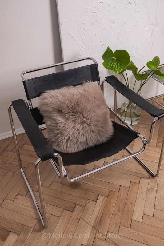 Square Natural Sheepskin Pillow - Greige