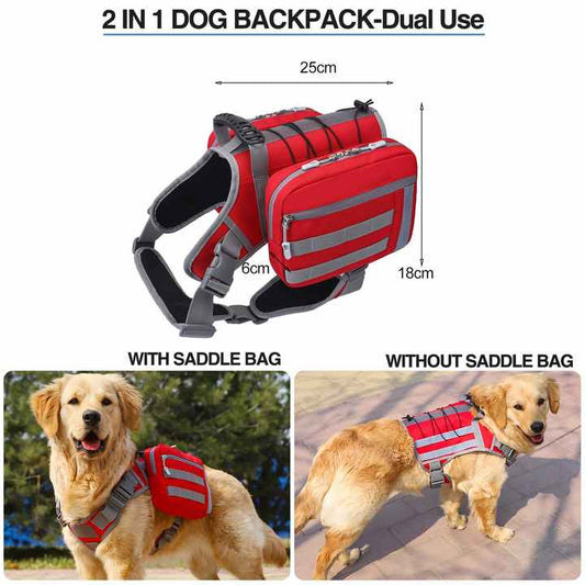 NNEDSZ Camouflage Dog Tactical Backpack Harness - Adjustable Outdoor Camouflage Saddle Bag for Dogs